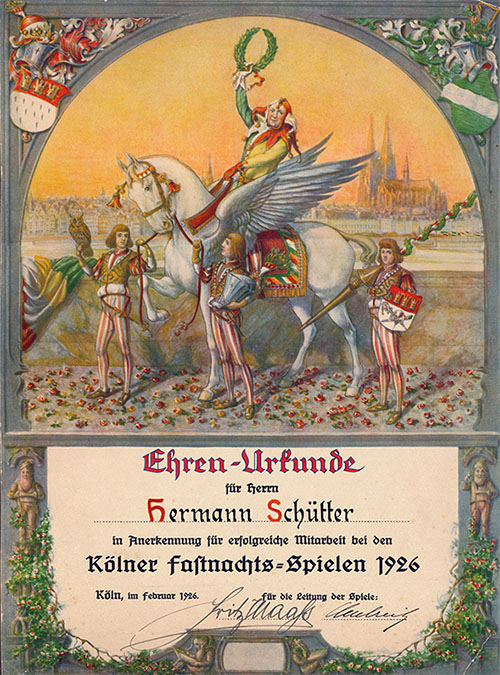 Ehrenurkunde für Schütter, unterschrieben von Fritz Maaß und Carl Umbreit.